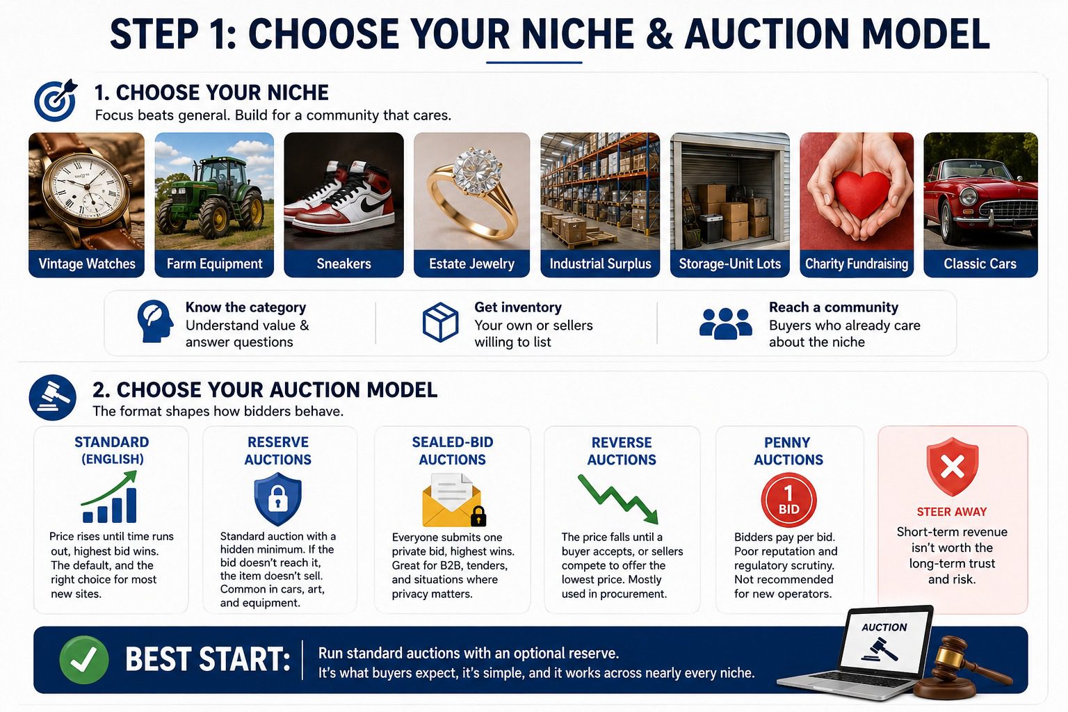 Choose your niche and auction model